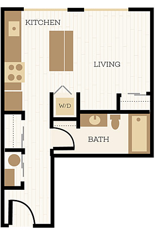 Winchester Floor Plan, Studio, 1 Bath 448 - 552 SF - Chelsea at Juanita Village | Studio, 1 & 2 Bedroom Apartments for Rent | Kirkland, WA 98034