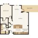 Newbury Floor Plan, 1 Bedroom, 1 Bath 853 SF - Chelsea at Juanita Village | Studio, 1 & 2 Bedroom Apartments for Rent | Kirkland, WA 98034